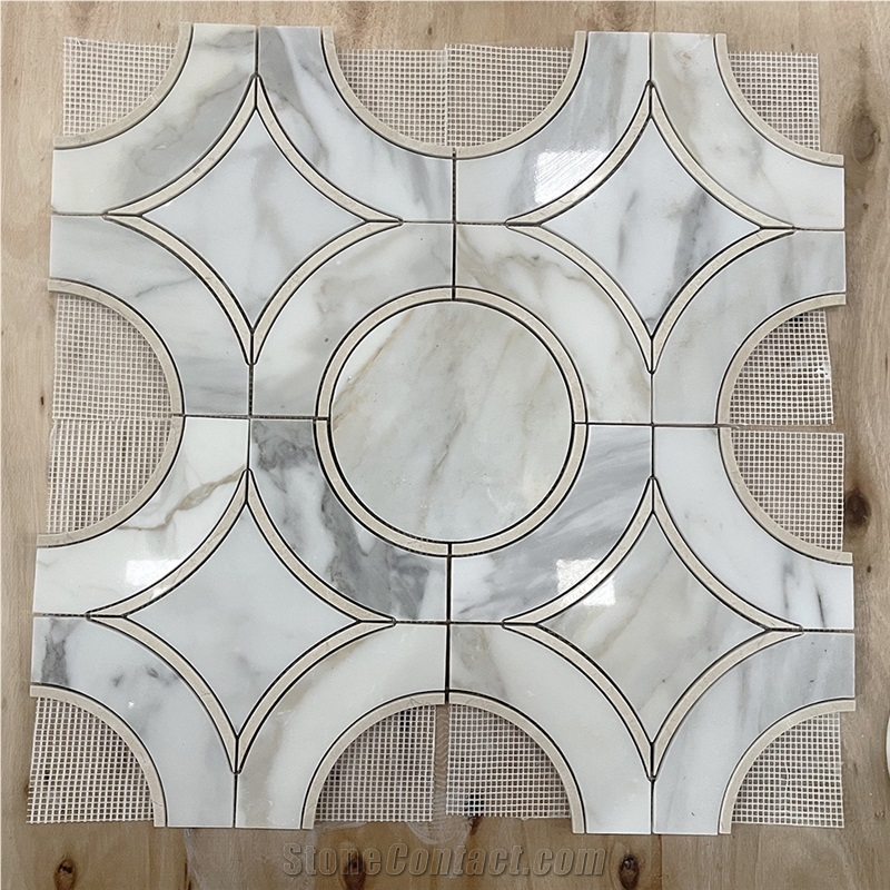 Real Marble Stone Calacatta Gold Mosaic Wall Floor Tiles